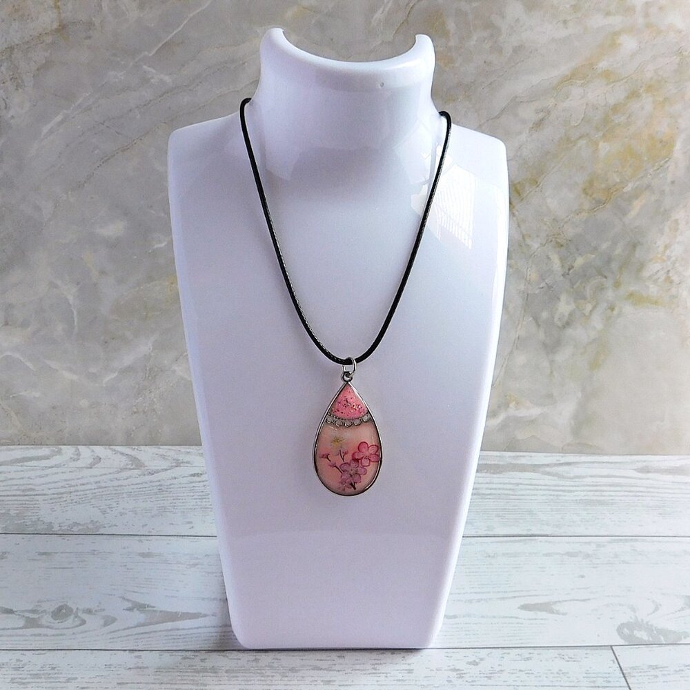 One of a kind handmade pendant with braided cord 18" necklace (with extender)